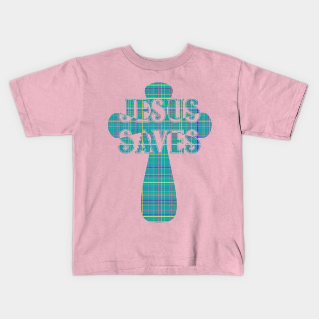 Jesus Saves Decorative Cross Kids T-Shirt by AlondraHanley